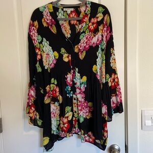 3X multi colored long sleeve tunic by Spense.